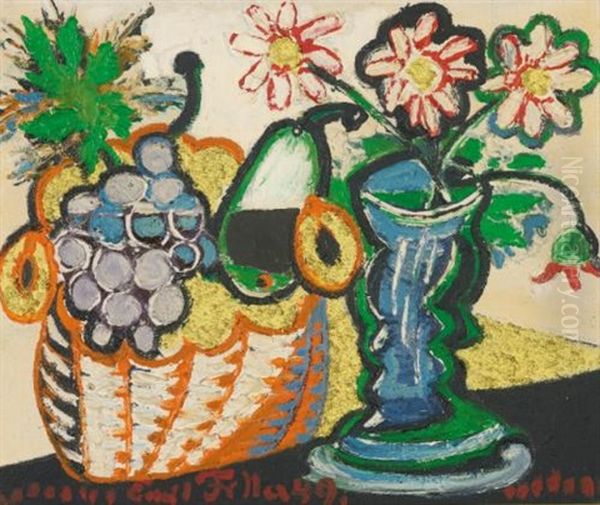 Still Life Of Flowers And Fruit by Emil Filla