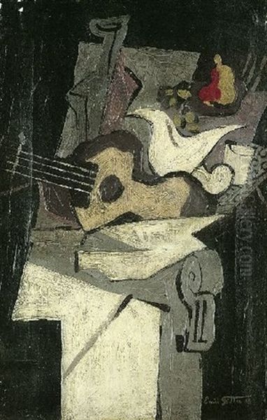 Kubistische Komposition - Stillleben Mit Gitarre by Emil Filla