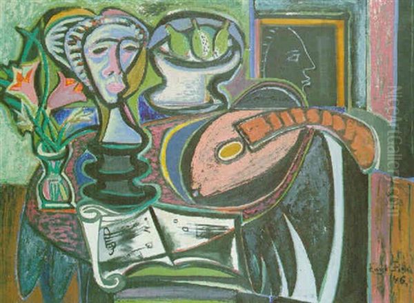 Still Life With Lute Oil Painting by Emil Filla