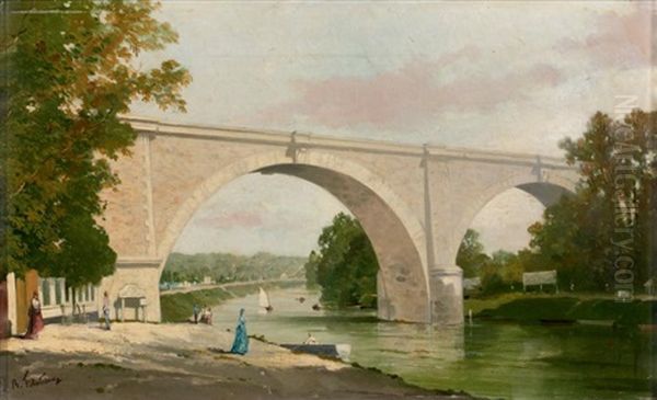 Le Pont De Nogent-sur-marne Oil Painting by Benoit Fillatreau