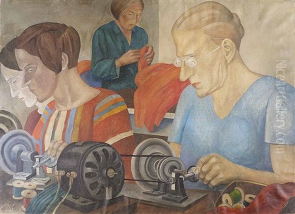 The Dressmakers Oil Painting by Pavel Nikolaevich Filonov