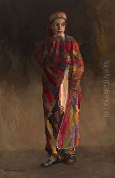 Girl In Oriental Clothes Oil Painting by Pavel Nikolaevich Filonov