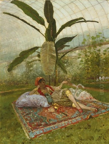 Dans La Serre (indolence) Oil Painting by Giovanni Battista Filosa