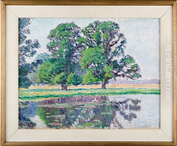 Trees On Shore Oil Painting by Alfred William (Willy) Finch