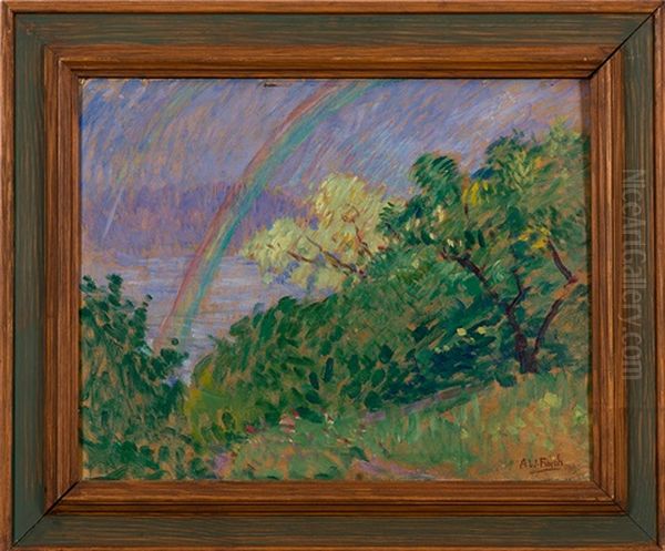 Landscape With Rainbow Oil Painting by Alfred William (Willy) Finch