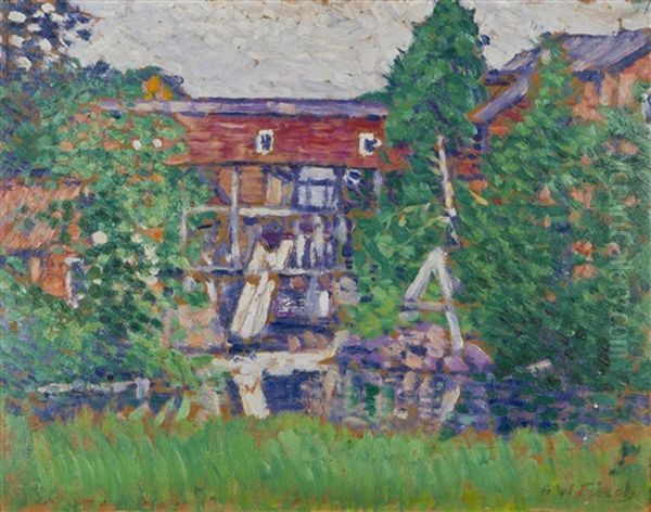 Mill, Mustio Oil Painting by Alfred William (Willy) Finch