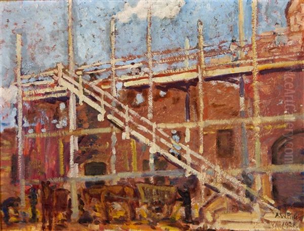 New Construction Oil Painting by Alfred William (Willy) Finch