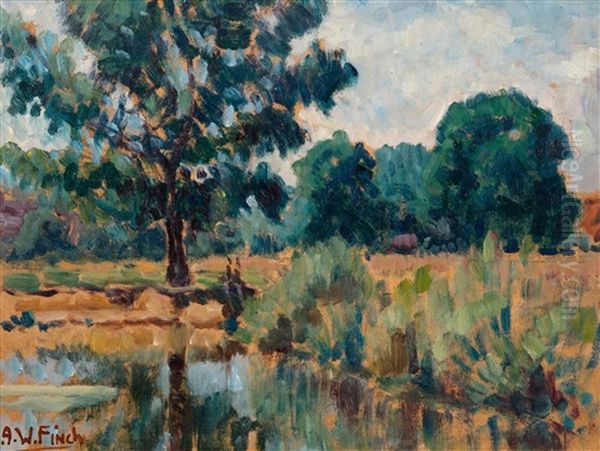 Summer Landscape Oil Painting by Alfred William (Willy) Finch