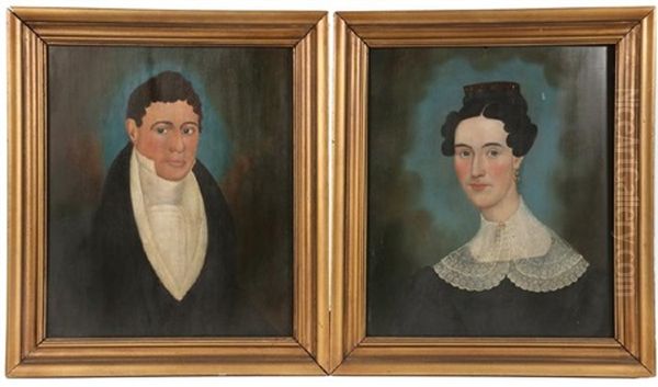 Naive Portraits Of Mr. And Mrs. Ellison Oil Painting by E.E. Finch