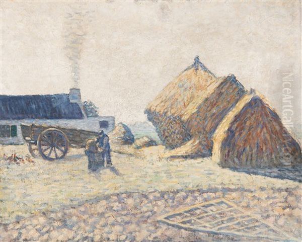 Haystacks And Farm (ca. 1886) by Willy Finch