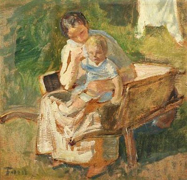 Mother And Child Oil Painting by Ludvig Find