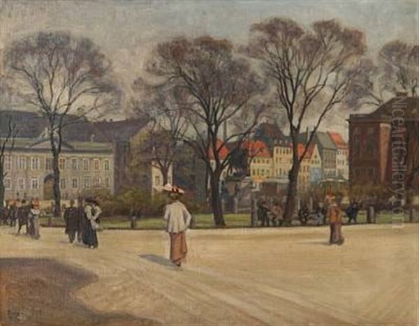 View From Kongens Nytorv, Copenhagen Oil Painting by Ludvig Find