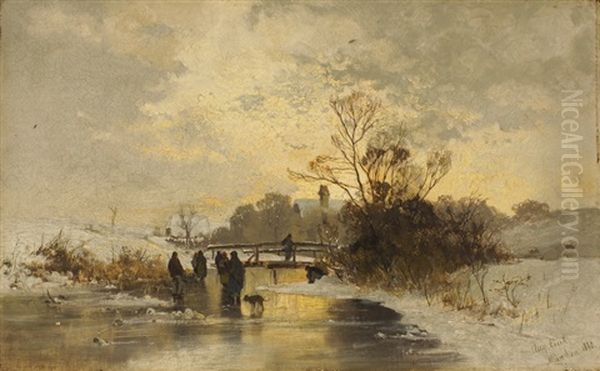 Winterlandschaft Oil Painting by August Fink