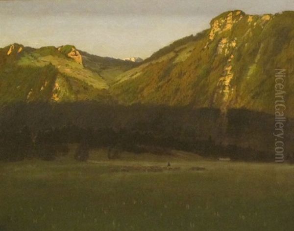 Berger Et Moutons Au Petit Matin Oil Painting by August Fink