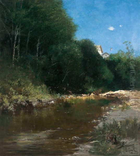 An Einem Weiher Oil Painting by August Fink