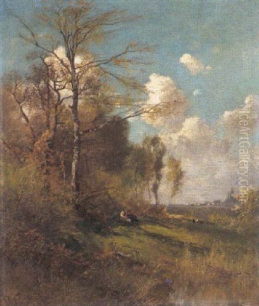 Landschap Oil Painting by August Fink