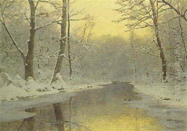 Winterlandschaft Mit Enten by August Fink