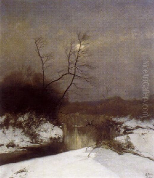 Altwasser Im Winter Oil Painting by August Fink