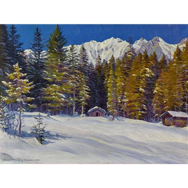 Bergwaldstille Im Winter Oil Painting by Waldemar Theophil Fink