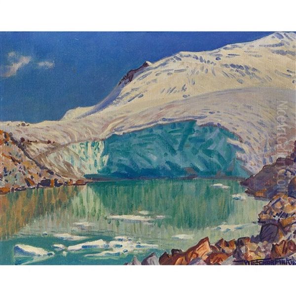 Gletschersee Am Oberen Findelengletscher Oil Painting by Waldemar Theophil Fink