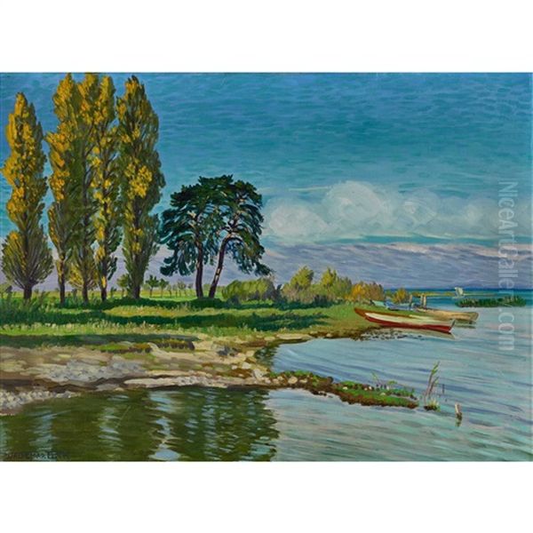 Herbstmorgen Am Alten Rhein Oil Painting by Waldemar Theophil Fink