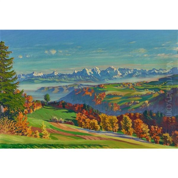 Im Herbst Auf Dem Gurten Oil Painting by Waldemar Theophil Fink