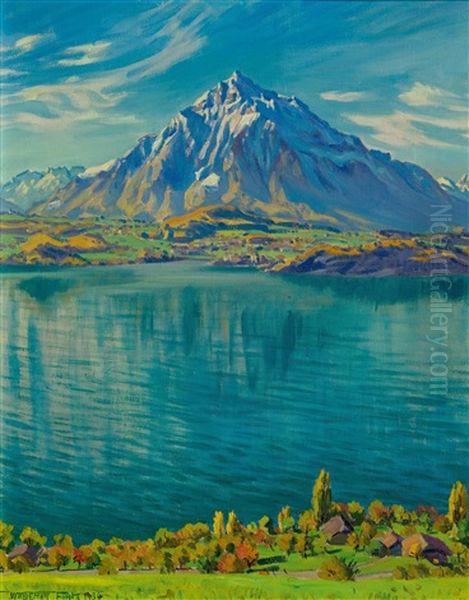 Thunersee Mit Niesen Oil Painting by Waldemar Theophil Fink