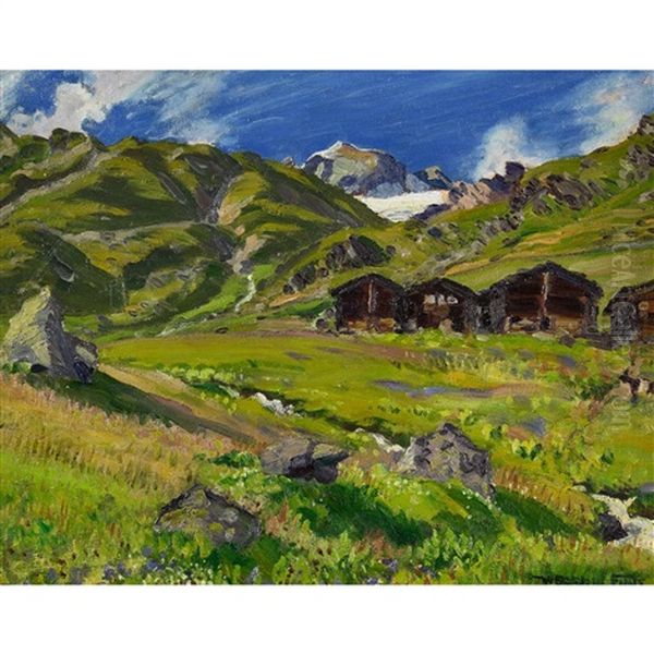 Sommernachmittag Auf Der Alp Oil Painting by Waldemar Theophil Fink