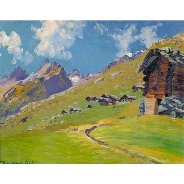 Sommerliche Alp Oil Painting by Waldemar Theophil Fink