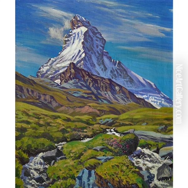 Matterhorn Mit Bergbach Oil Painting by Waldemar Theophil Fink