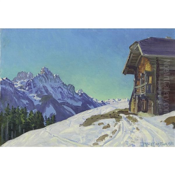 Wintermorgen Oil Painting by Waldemar Theophil Fink