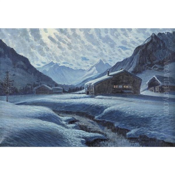 Mondnacht Bei Gstaad Oil Painting by Waldemar Theophil Fink