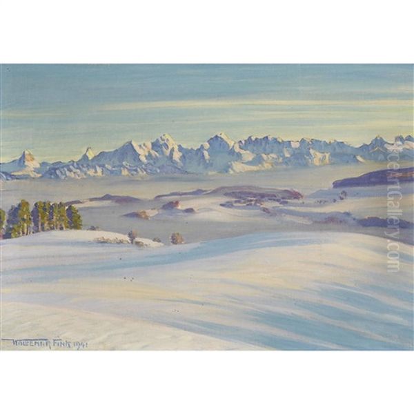 Wintersonne Auf Dem Gurten Oil Painting by Waldemar Theophil Fink