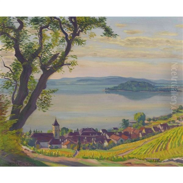 Twann Am Bielersee Mit Petersinsel Oil Painting by Waldemar Theophil Fink