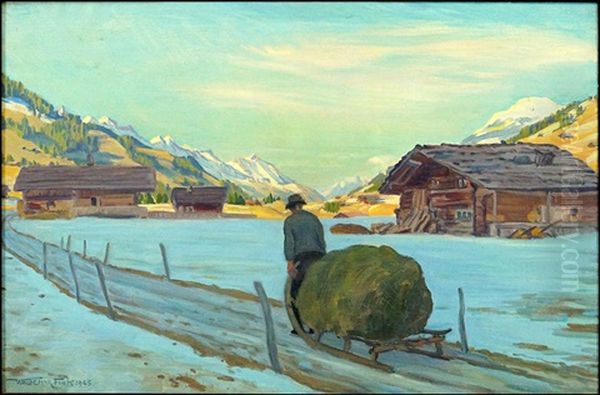 Winterland Adelboden Oil Painting by Waldemar Theophil Fink