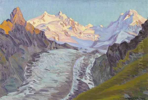 Abend Am Gornergletscher Oil Painting by Waldemar Theophil Fink