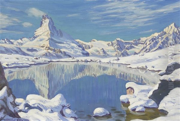 Erster Schnee Am Stellisee Oil Painting by Waldemar Theophil Fink