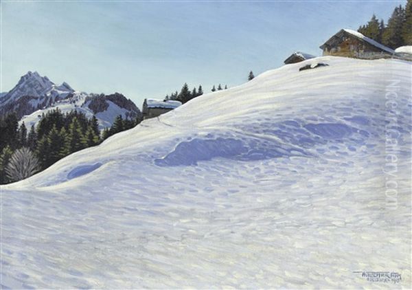 Wintermorgen Oil Painting by Waldemar Theophil Fink