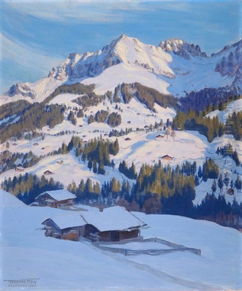 Die Bonderspitze Im Winter Oil Painting by Waldemar Theophil Fink