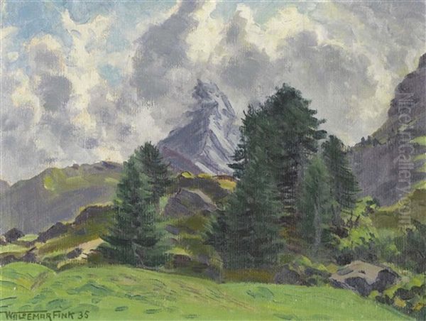 Aufziehendes Gewitter Am Matterhorn Oil Painting by Waldemar Theophil Fink