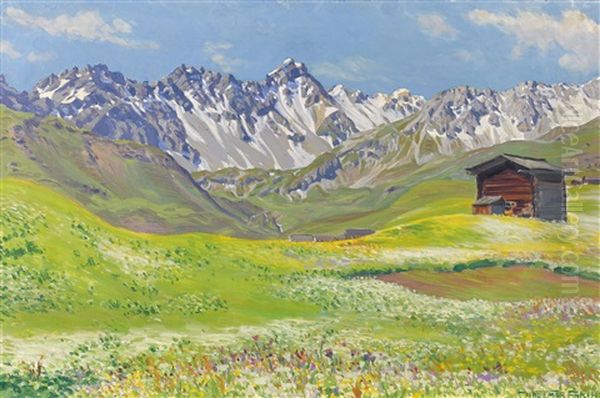 Junimorgen In Inner-arosa Oil Painting by Waldemar Theophil Fink