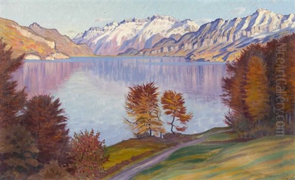 Herbstliche Landschaft Am Brienzersee Oil Painting by Waldemar Theophil Fink