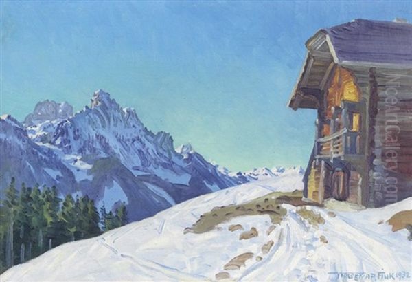 Wintermorgen Oil Painting by Waldemar Theophil Fink