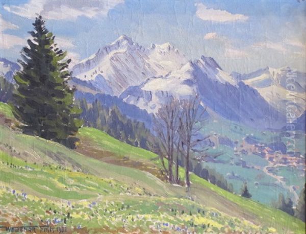 Bergfruhling Bei Der Roten Egg Ob Saanen Oil Painting by Waldemar Theophil Fink