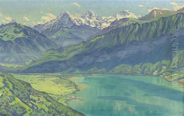 Blick Vom Beatenberg Auf Eiger-monch-jungfrau Oil Painting by Waldemar Theophil Fink