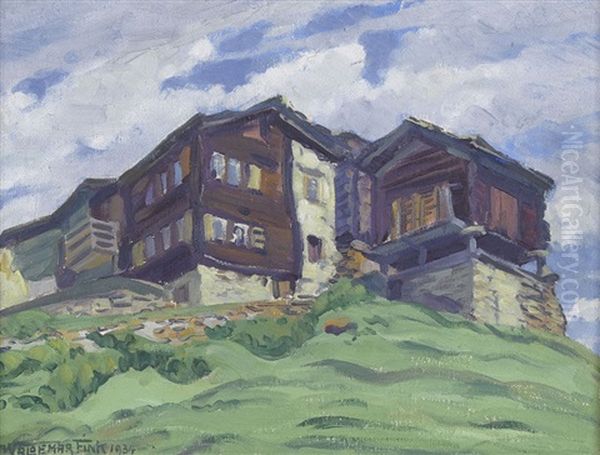 Walliser Dorf Oil Painting by Waldemar Theophil Fink