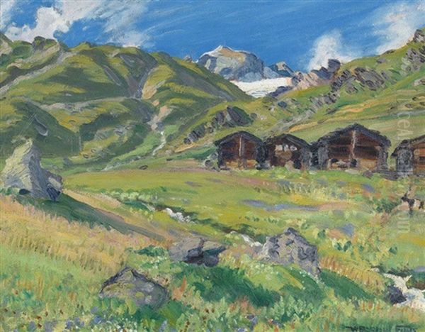 Sommernachmittag Auf Der Alp Oil Painting by Waldemar Theophil Fink