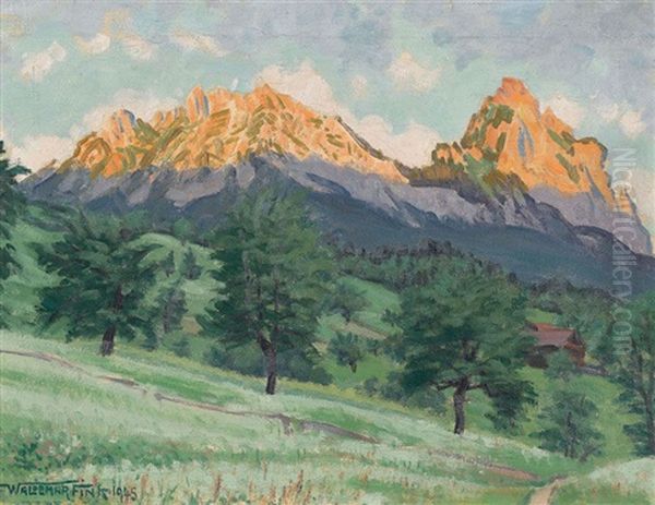 Die Mythen Bei Schwyz In Der Abendsonne Oil Painting by Waldemar Theophil Fink