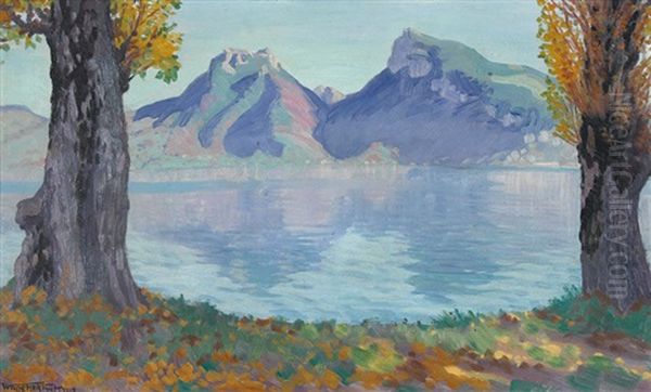 Herbstmorgen Am Thunersee Oil Painting by Waldemar Theophil Fink