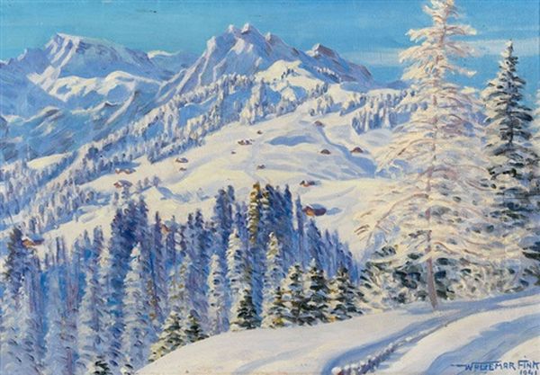 Neuschnee Bei Adelboden Oil Painting by Waldemar Theophil Fink